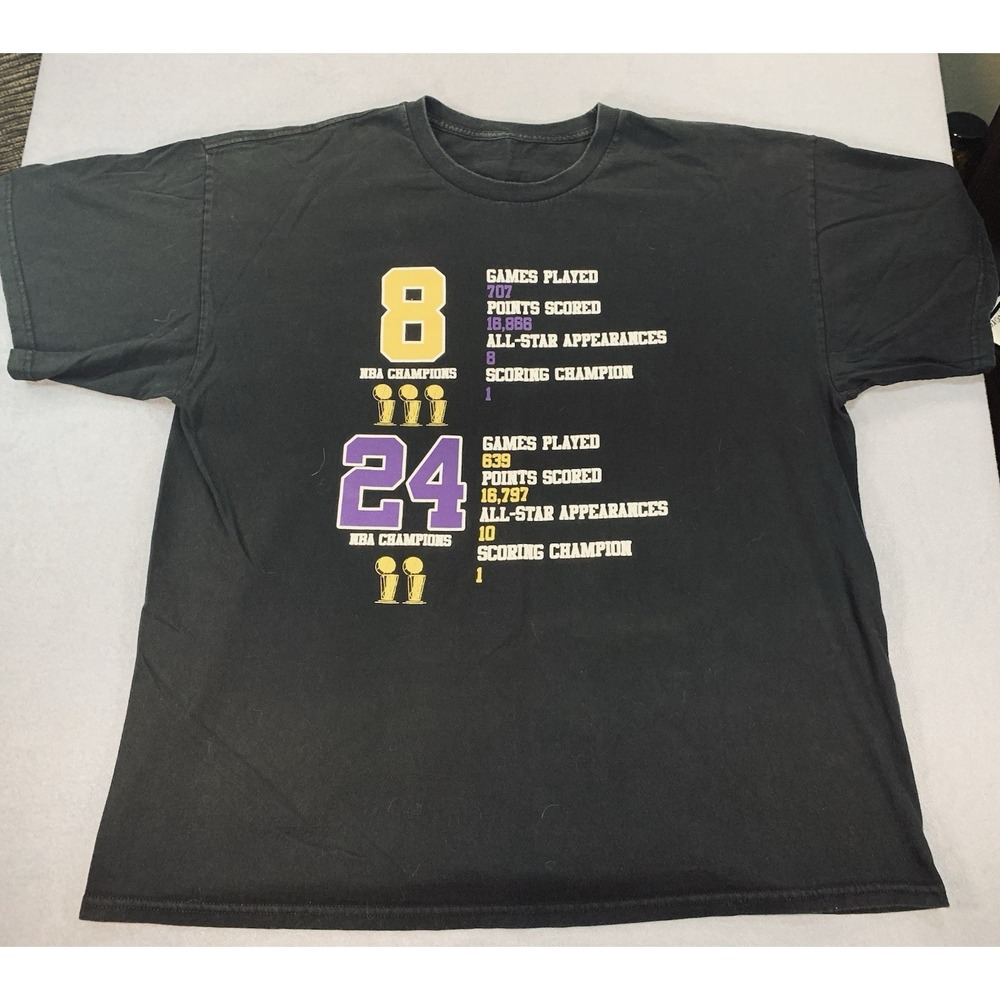 Kobe Bryant Records/Stats Championships Mens T-shirt Tee Shirt Kobe #8 #24 Sz XL